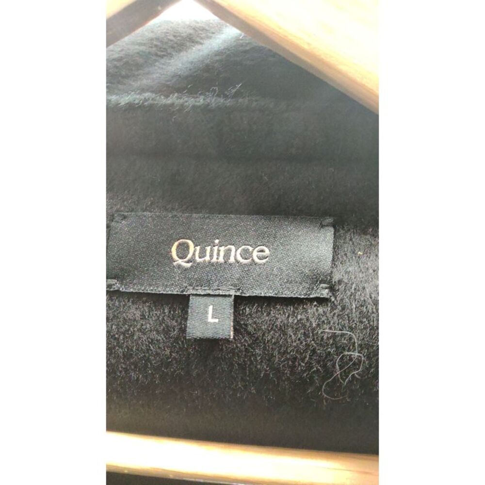Quince Women Double-Faced Merino Wool Scarf Coat Black L - Picture 3 of 3